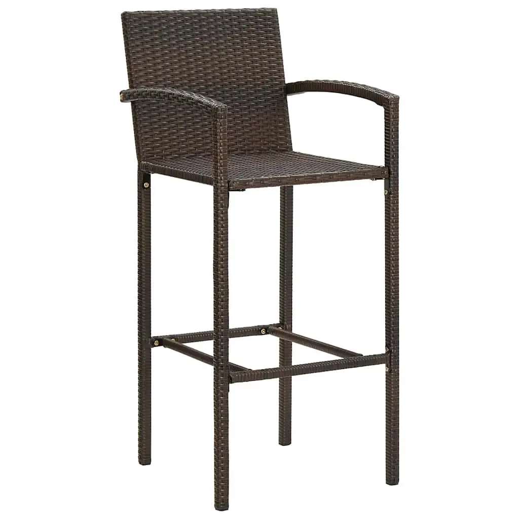 7 Piece Garden Bar Set Acacia Wood and Poly Rattan Brown