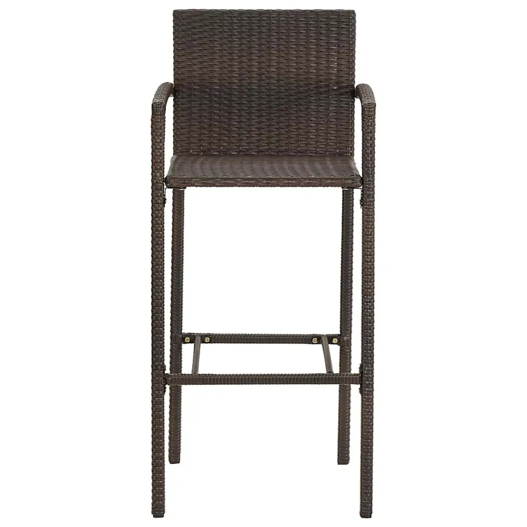 7 Piece Garden Bar Set Acacia Wood and Poly Rattan Brown