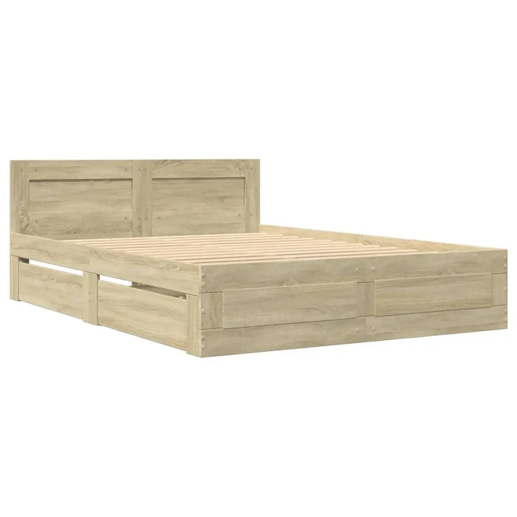 Bed Frame with Headboard in Sonoma Oak 135x190 cm