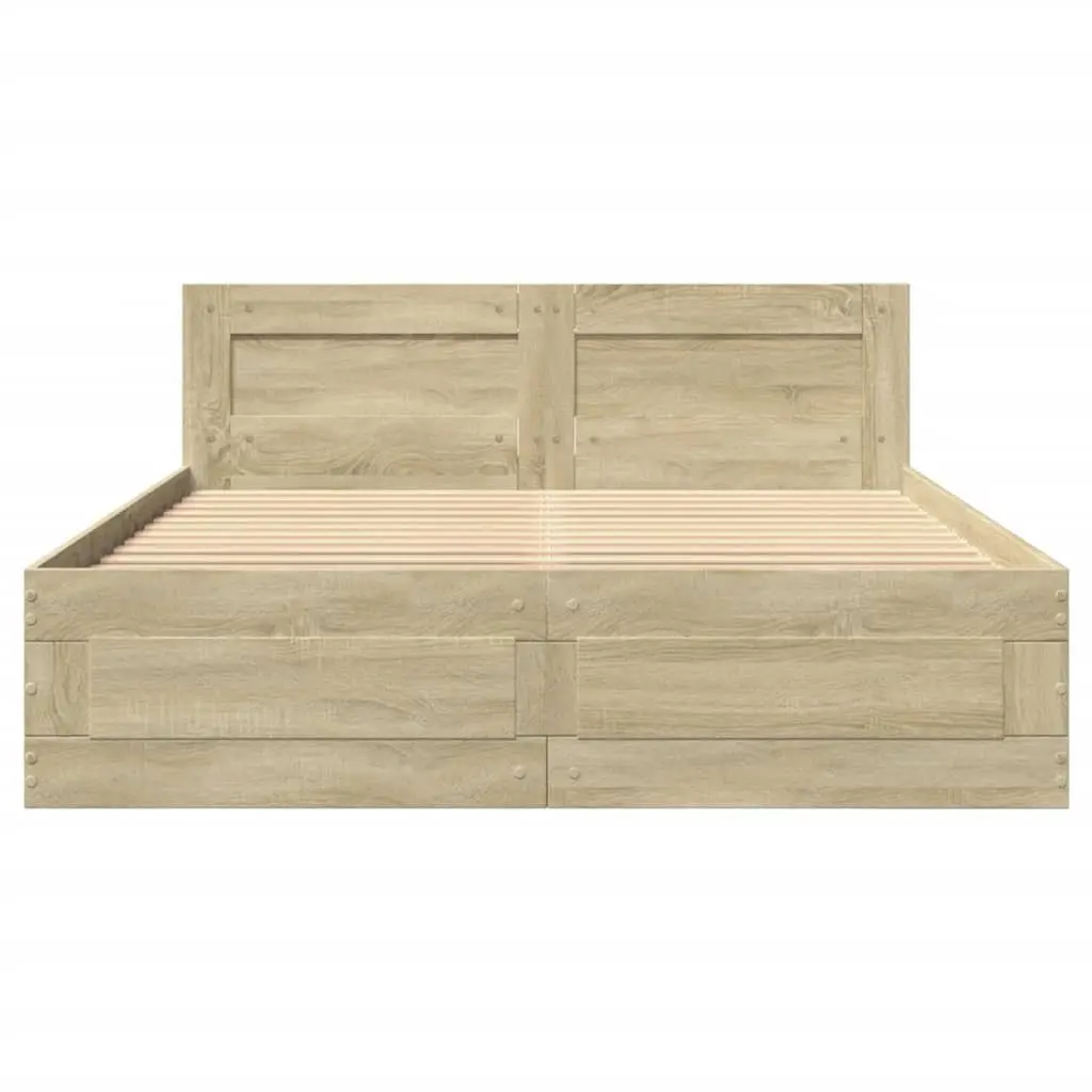 Bed Frame with Headboard in Sonoma Oak 135x190 cm
