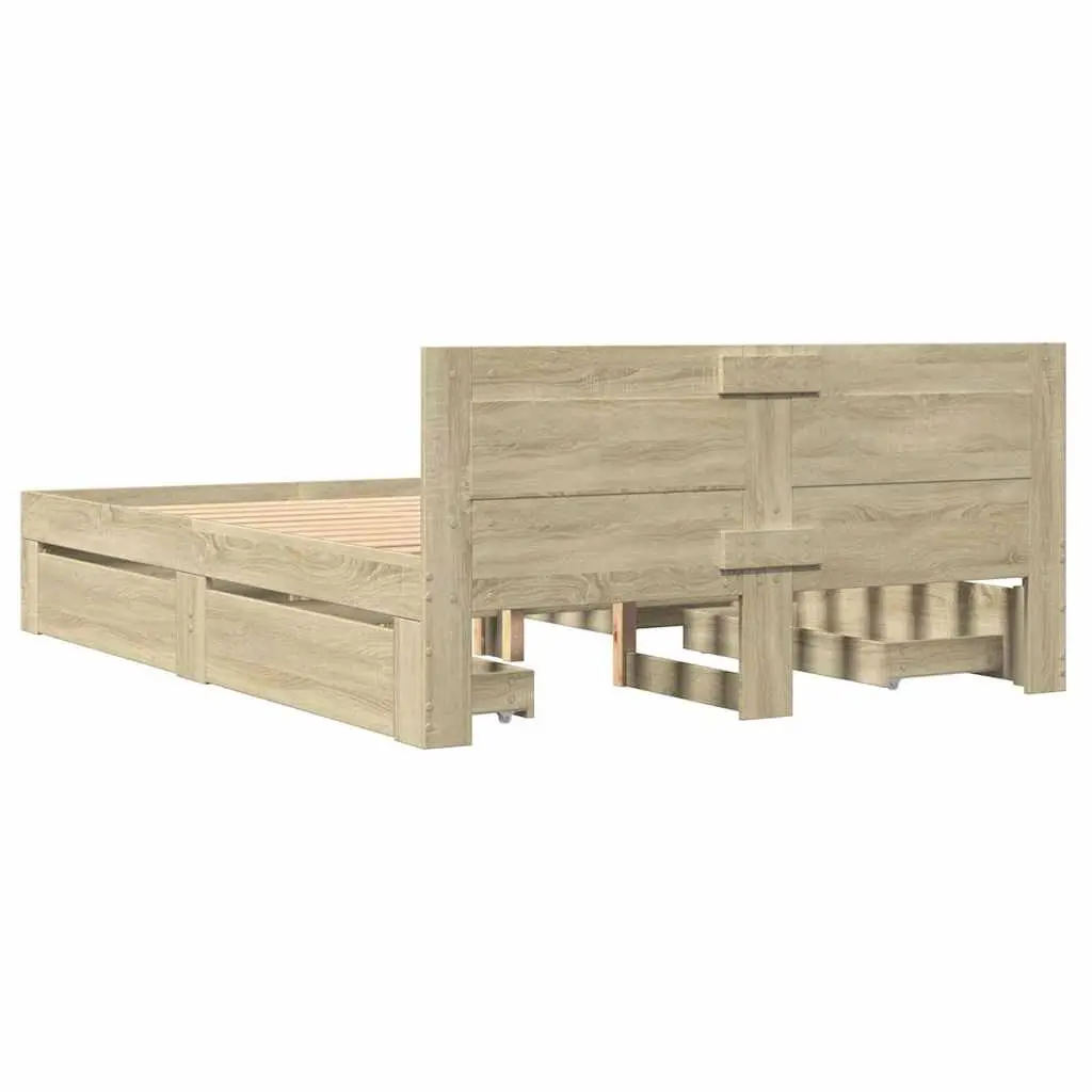 Bed Frame with Headboard in Sonoma Oak 135x190 cm