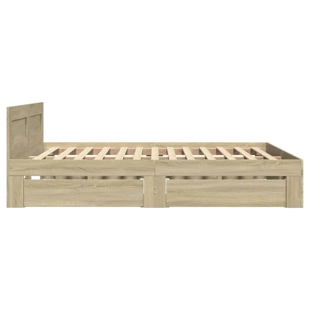 Bed Frame with Headboard in Sonoma Oak 135x190 cm