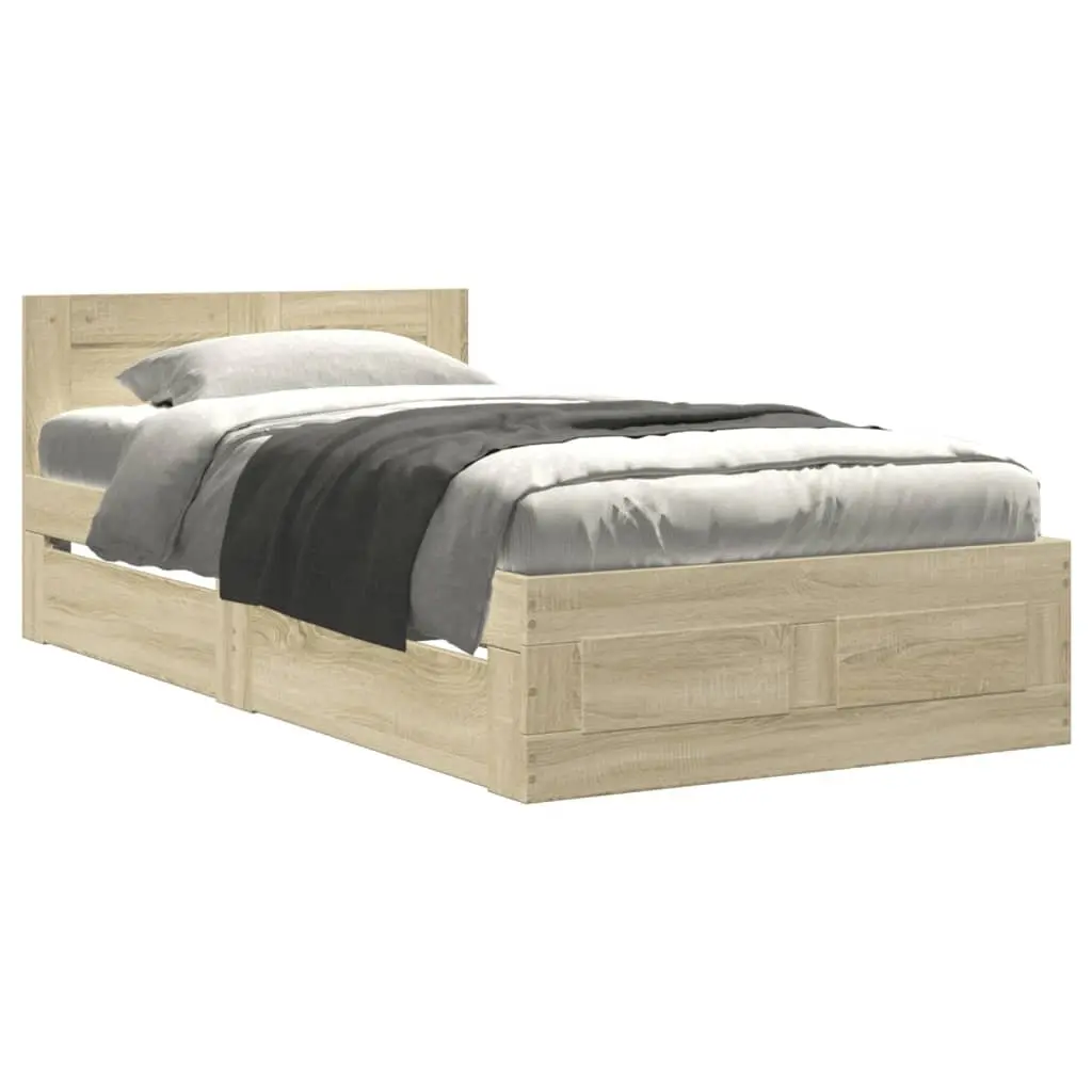 Bed Frame with Headboard and Storage Drawers