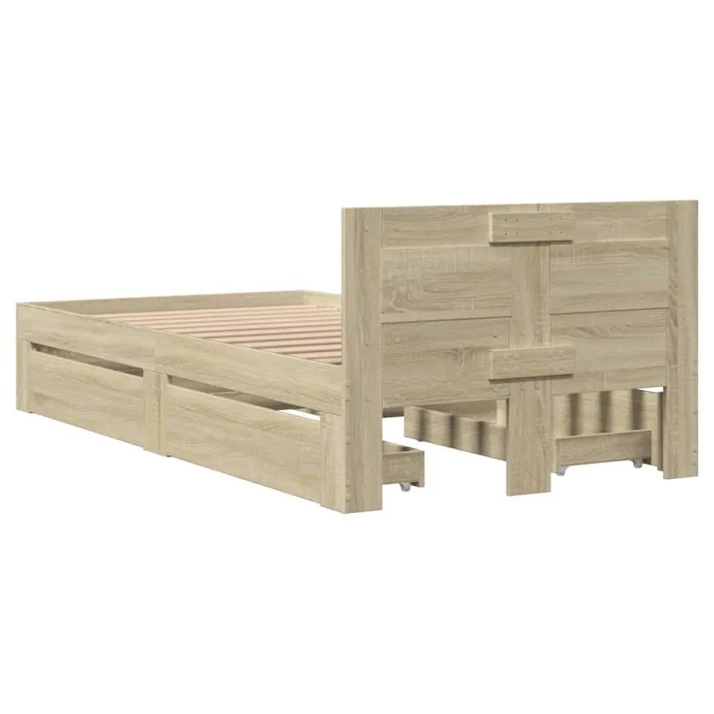Bed Frame with Headboard and Storage Drawers