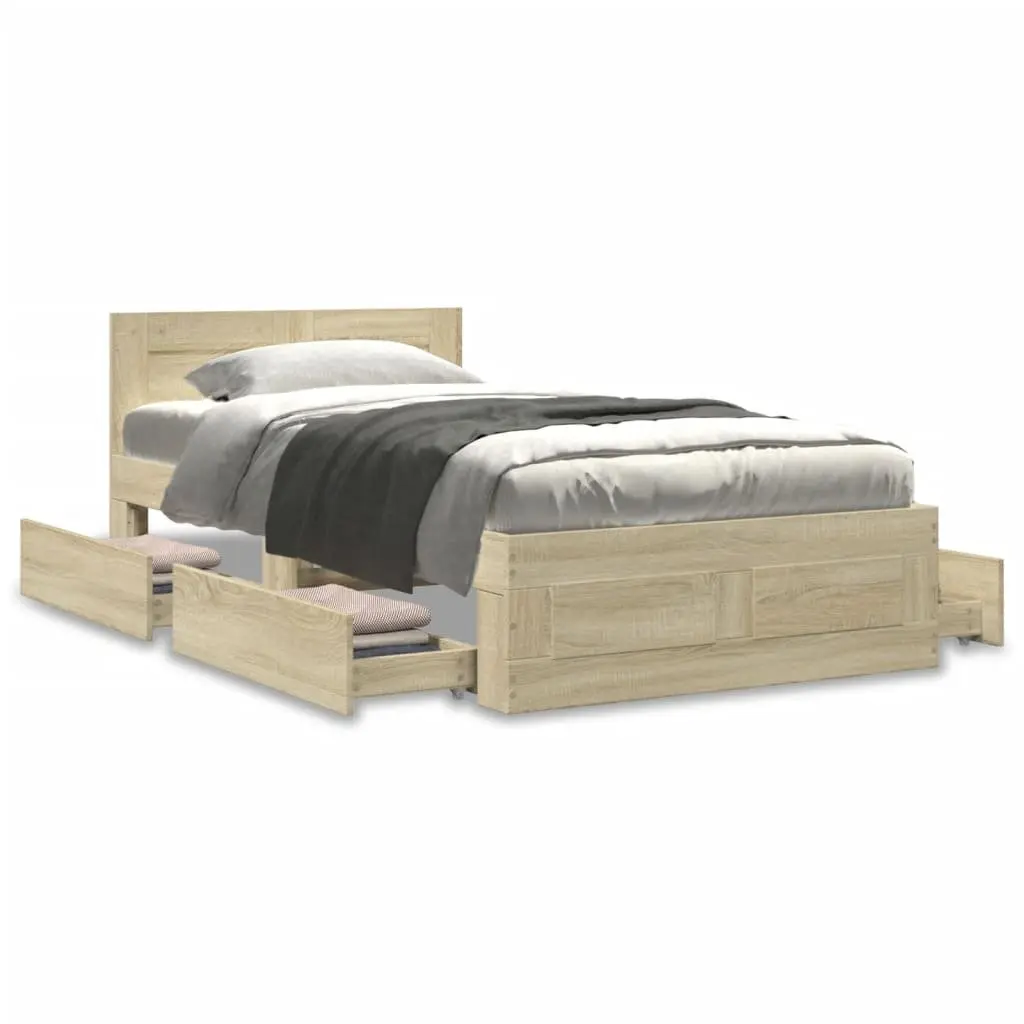 Bed Frame with Headboard and Storage Drawers