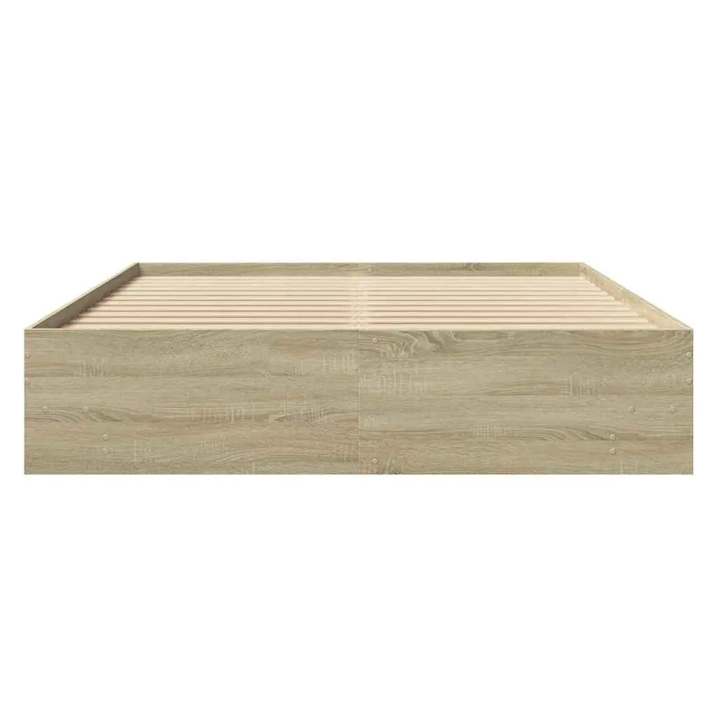 Bed Frame Engineered Wood 150x200 cm Brown Slatted Base Storage