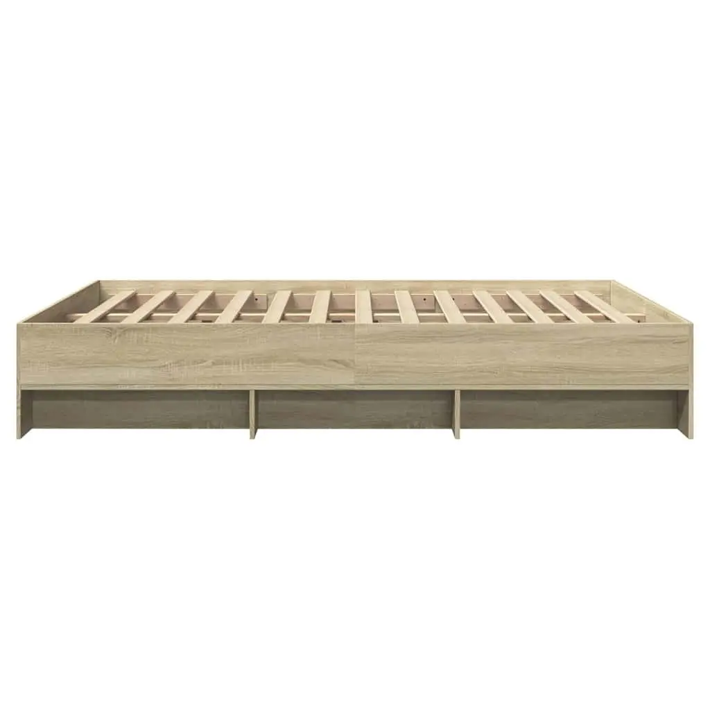 Bed Frame Engineered Wood 150x200 cm Brown Slatted Base Storage