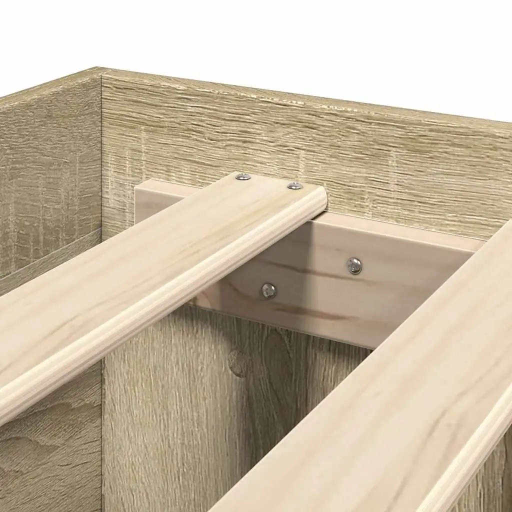 Bed Frame Engineered Wood 150x200 cm Brown Slatted Base Storage