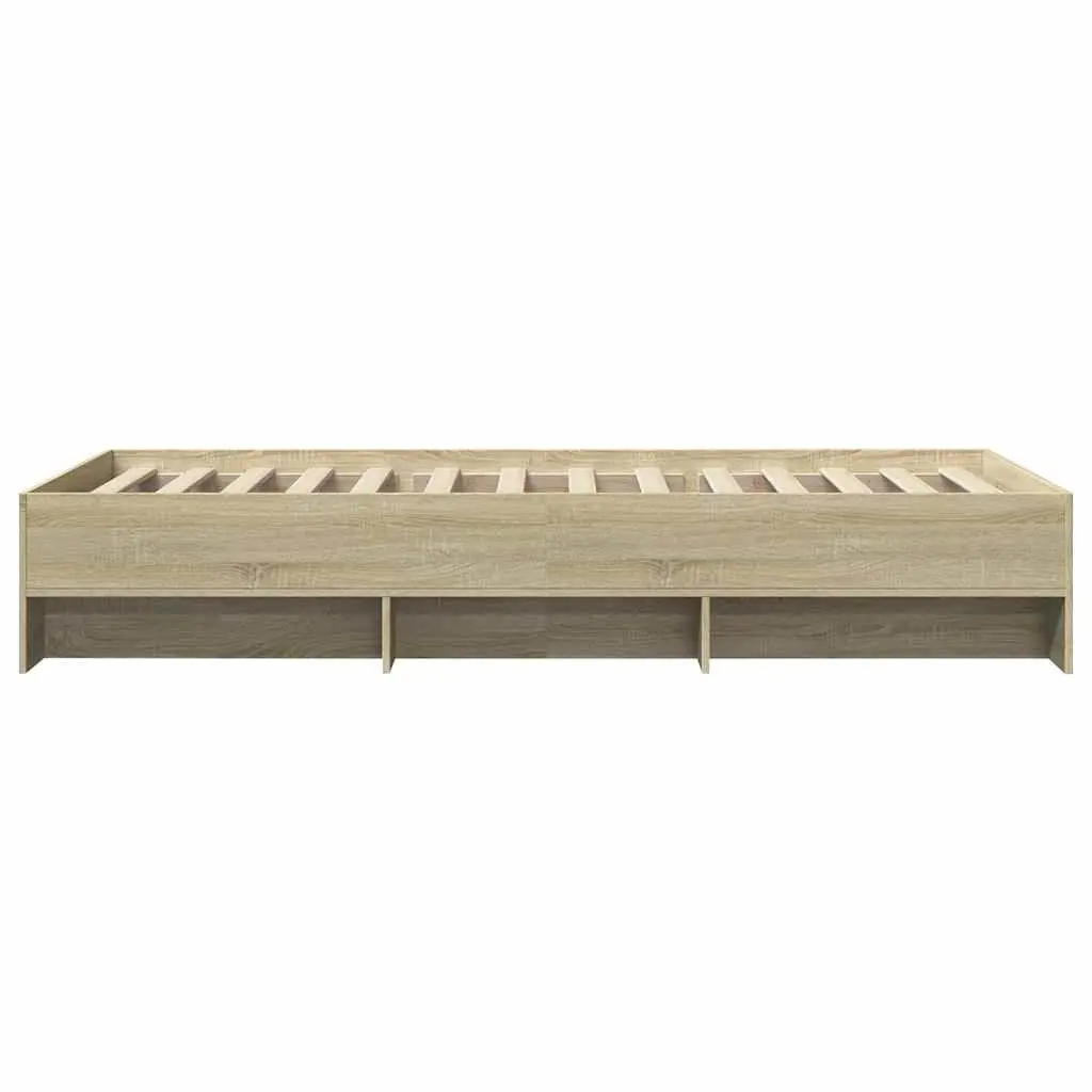 Bed Frame Engineered Wood 90x190 cm Brown Sonoma Oak Slatted Base Storage