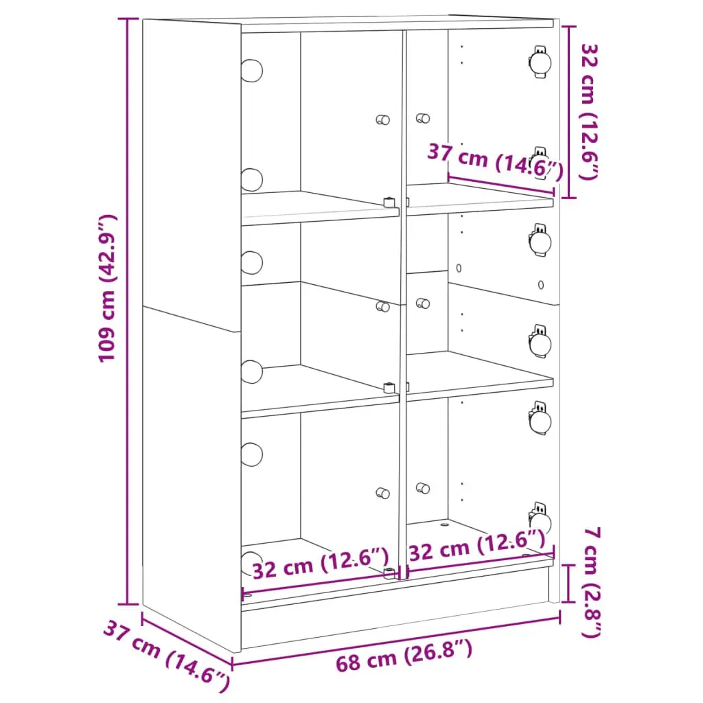 Highboard Storage Cabinet Engineered Wood 68W x 37D x 109H cm White