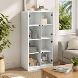 Modern White Highboard Storage Cabinet with Doors and Shelves