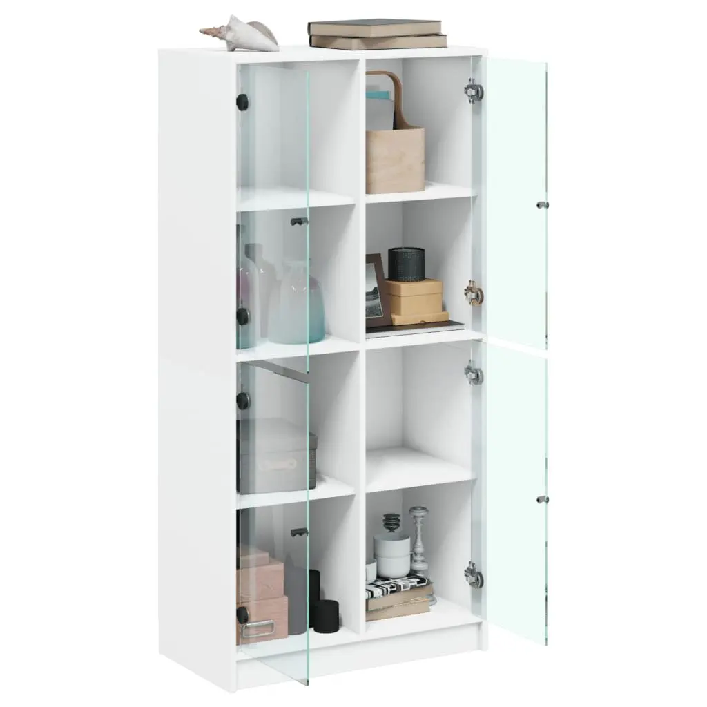 Highboard Storage Cabinet Engineered Wood 68x37x142cm White