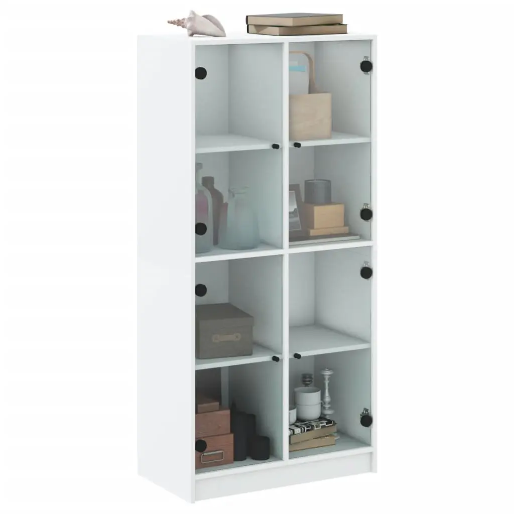Highboard Storage Cabinet Engineered Wood 68x37x142cm White