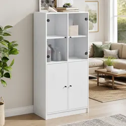 Durable White Highboard Storage Cabinet with Doors