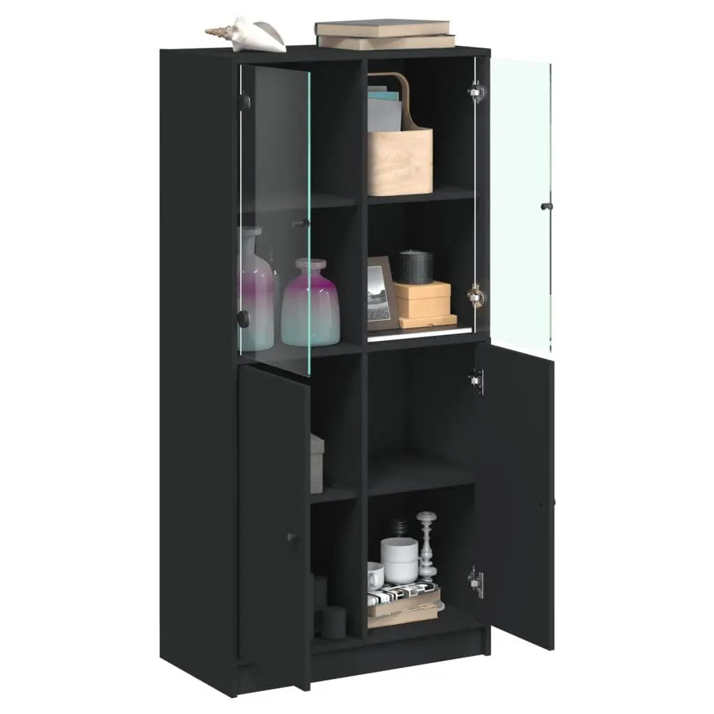 Highboard Storage Cabinet in Black 68x37x142cm