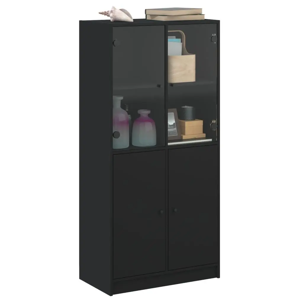 Highboard Storage Cabinet in Black 68x37x142cm