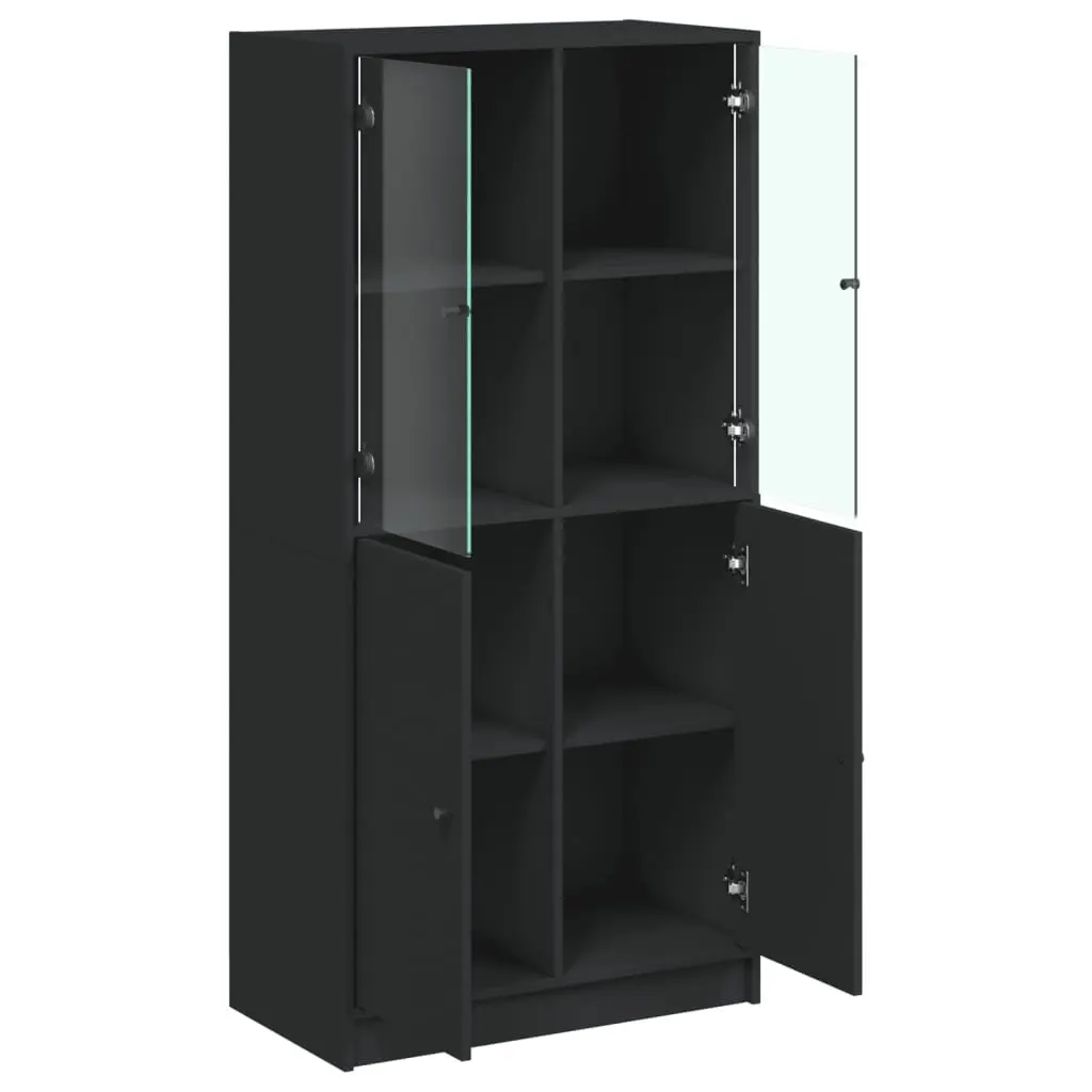 Highboard Storage Cabinet in Black 68x37x142cm
