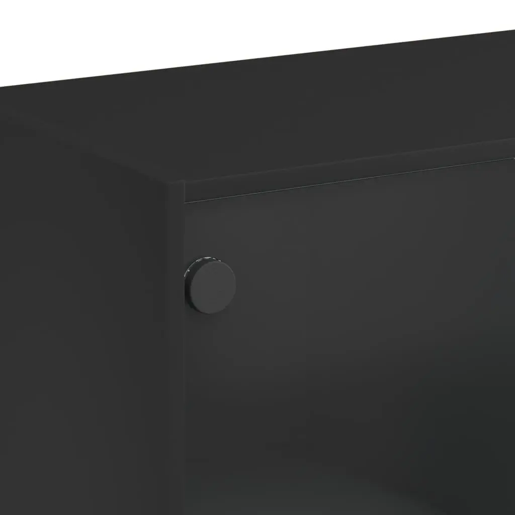 Highboard Storage Cabinet in Black 68x37x142cm