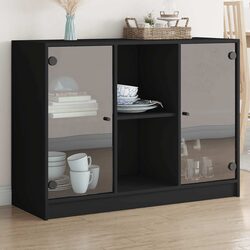 Black Sideboard 102x37x75.5 cm Engineered Wood Storage
