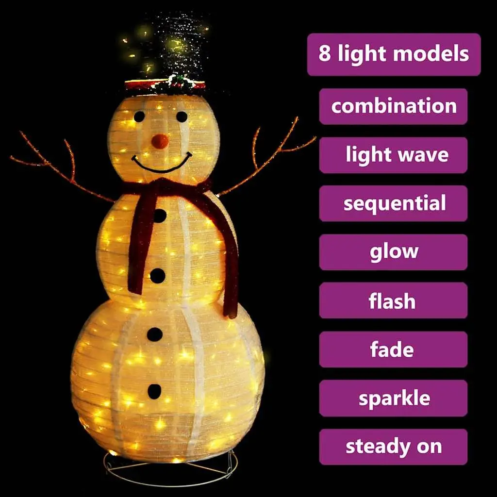 Snowman Decoration Figure Thick Fabric 120cm LED Lights Multicolor