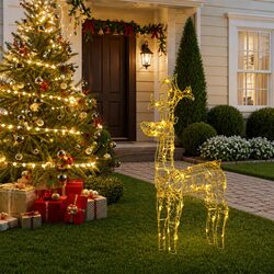 Premium Standing Reindeer Christmas Decoration with 90 LED Lights
