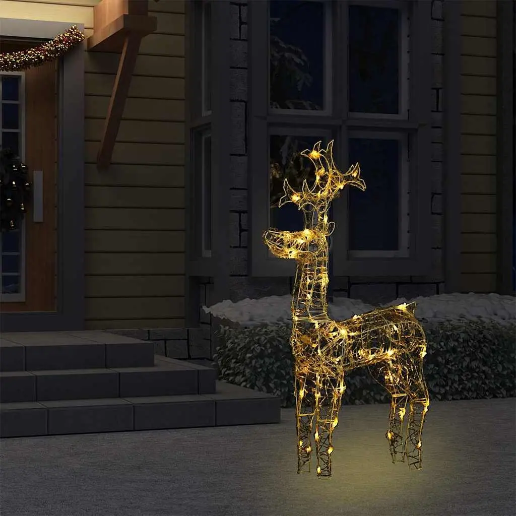 Standing Reindeer Christmas Decoration Acrylic 60 x 16 x 100 cm Warm White Lights