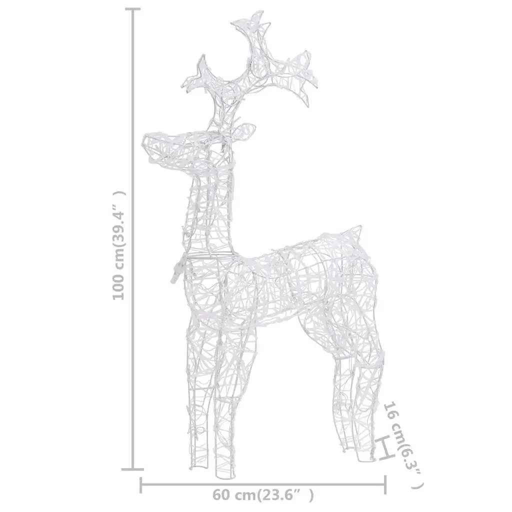 Standing Reindeer Christmas Decoration Acrylic 60 x 16 x 100 cm Warm White Lights