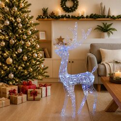 Stunning Blue Acrylic Reindeer with 140 LED Lights 128cm