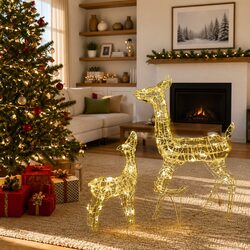 Stunning Acrylic Reindeer Family with 160 LED Lights