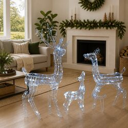 Durable Acrylic Reindeer Family Decoration with 300 LEDs