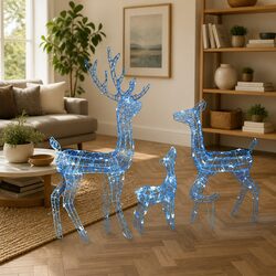 Stunning Blue Acrylic Reindeer Family Christmas Decoration