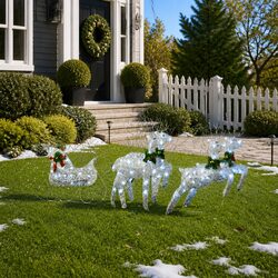 Stunning Reindeer Sleigh Decoration with 100 LED Lights