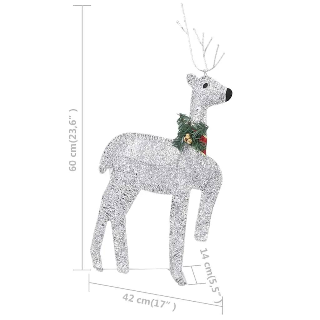 Reindeer Sleigh Christmas Decoration Metal Mesh 100 LED Lights Cold White Silver