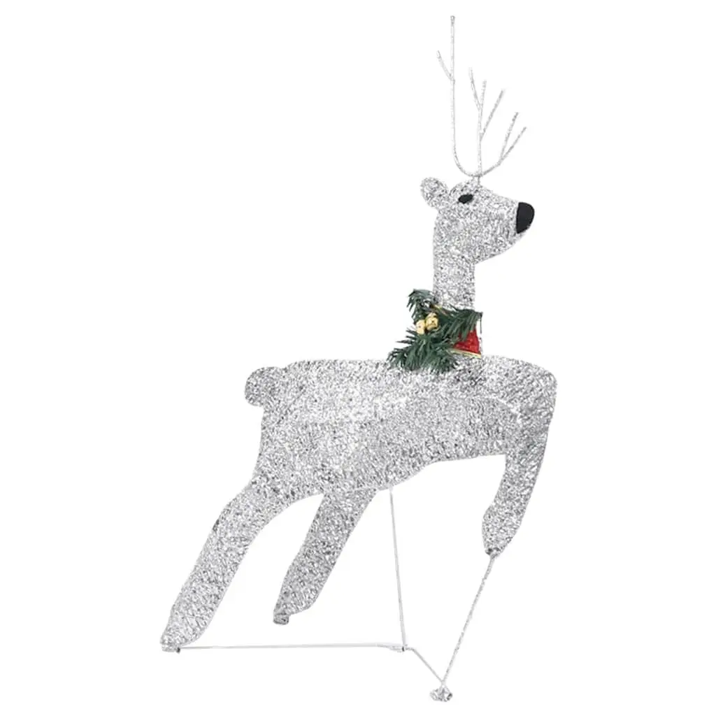 Reindeer Sleigh Christmas Decoration Metal Mesh 100 LED Lights Cold White Silver