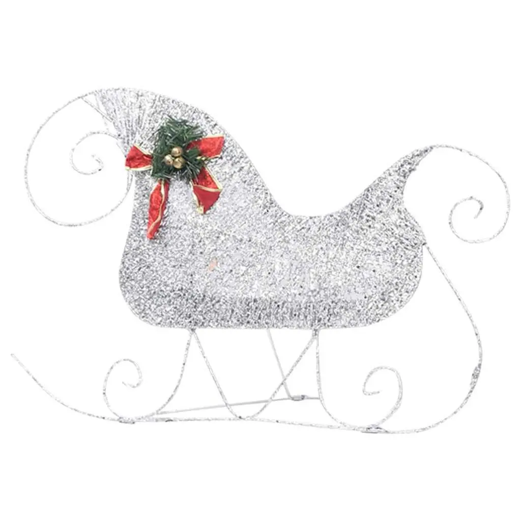 Reindeer Sleigh Christmas Decoration Metal Mesh 100 LED Lights Cold White Silver