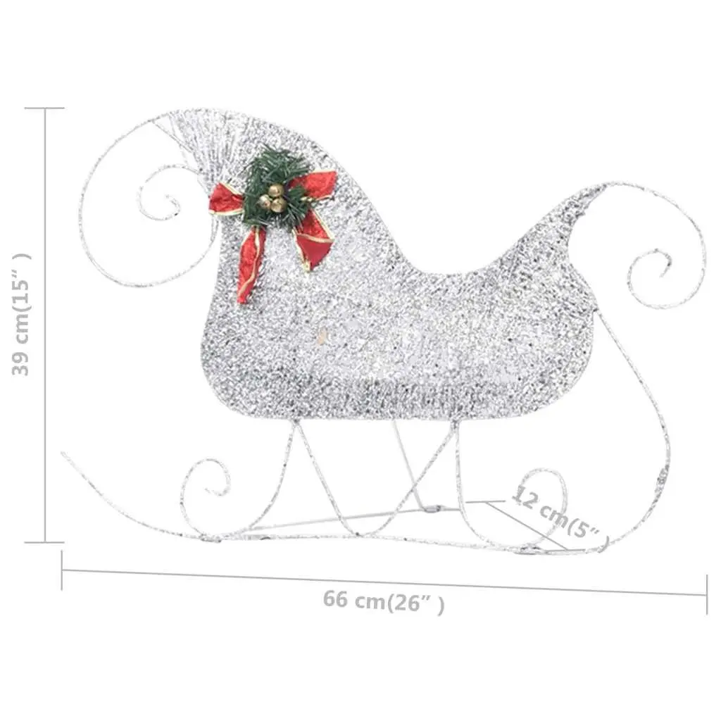 Reindeer Sleigh Christmas Decoration Metal Mesh 100 LED Lights Cold White Silver