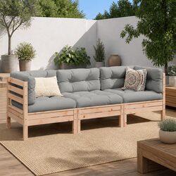 Sturdy 3 Piece Garden Sofa Set with Cushions for Outdoors