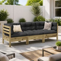 3-Piece Garden Sofa Set with Brown Cushions for Outdoor Spaces