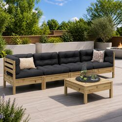 Sturdy 5 Piece Garden Sofa Set with Cushions