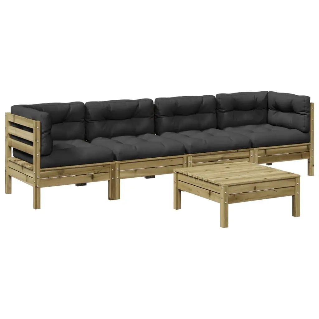 5 Piece Garden Sofa Set with Cushions