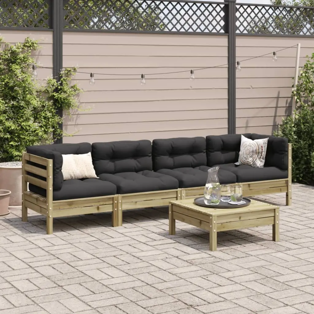 5 Piece Garden Sofa Set with Cushions