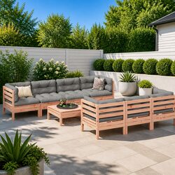 High-Quality 8 Piece Modular Garden Sofa Set with Cushions