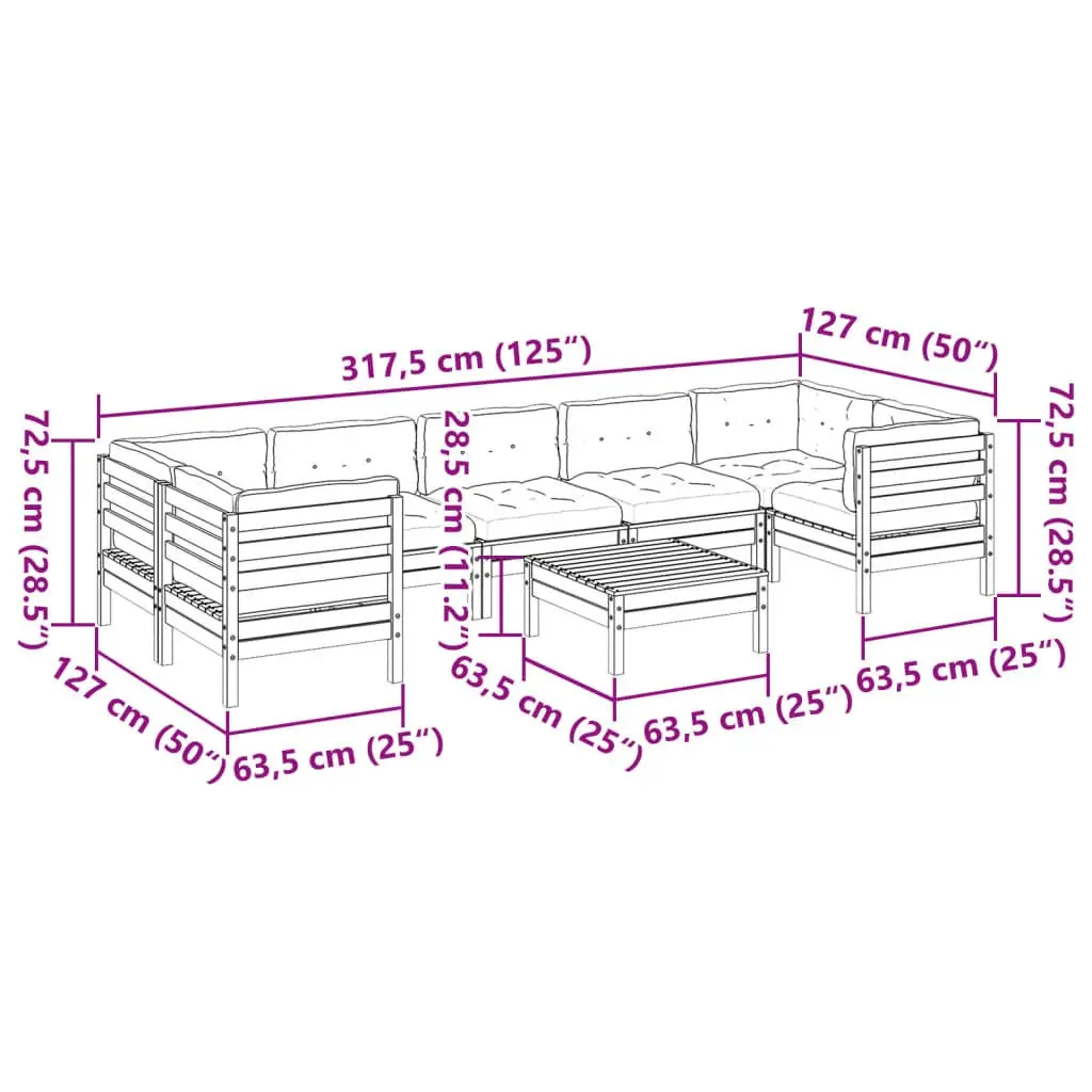 8 Piece Modular Patio Sofa Set with Cushions