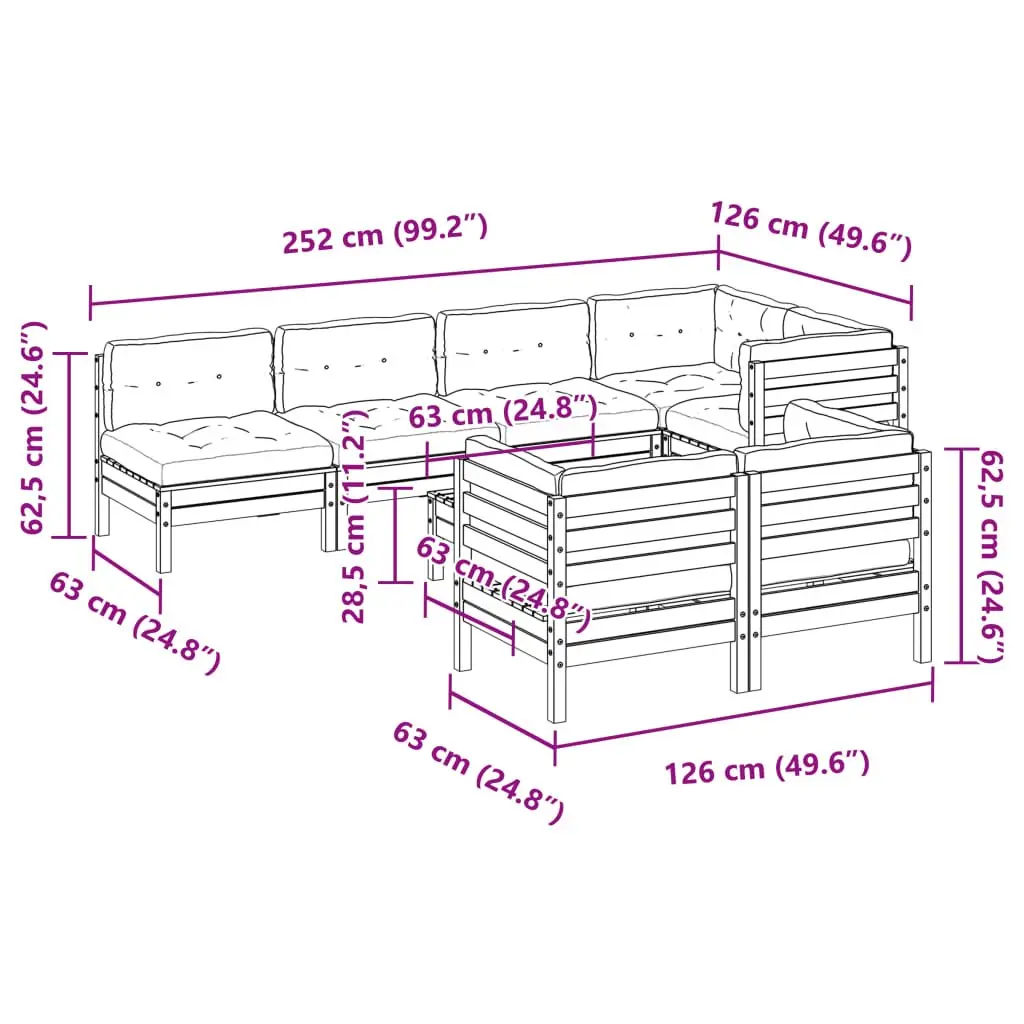 8 Piece Outdoor Furniture Garden Sofa Set with Cushions
