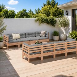 Sturdy 9 Piece Outdoor Modular Sofa Set with Cushions