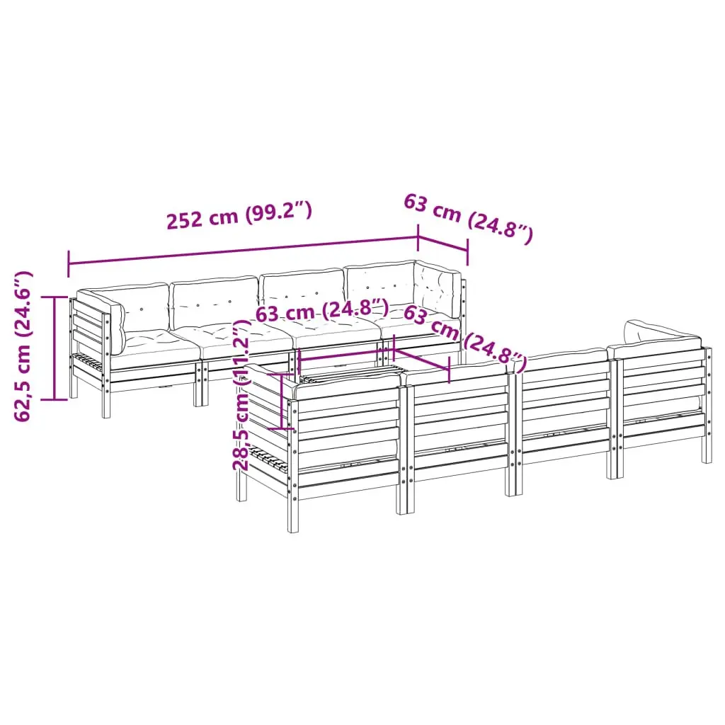9 Piece Outdoor Modular Sofa Set with Cushions