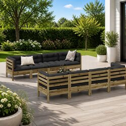 9-Piece Modular Garden Sofa Set with Cushions
