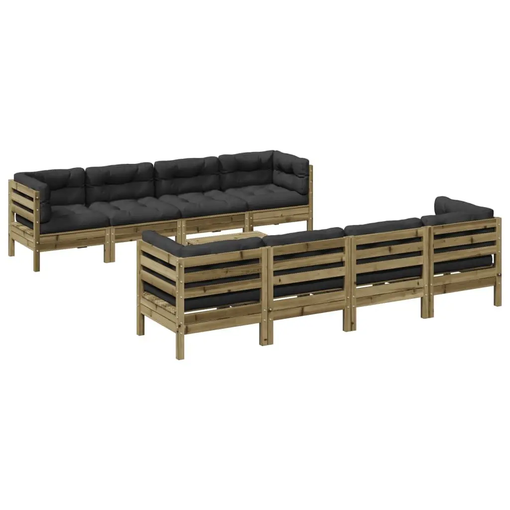 9-Piece Modular Garden Sofa Set with Cushions