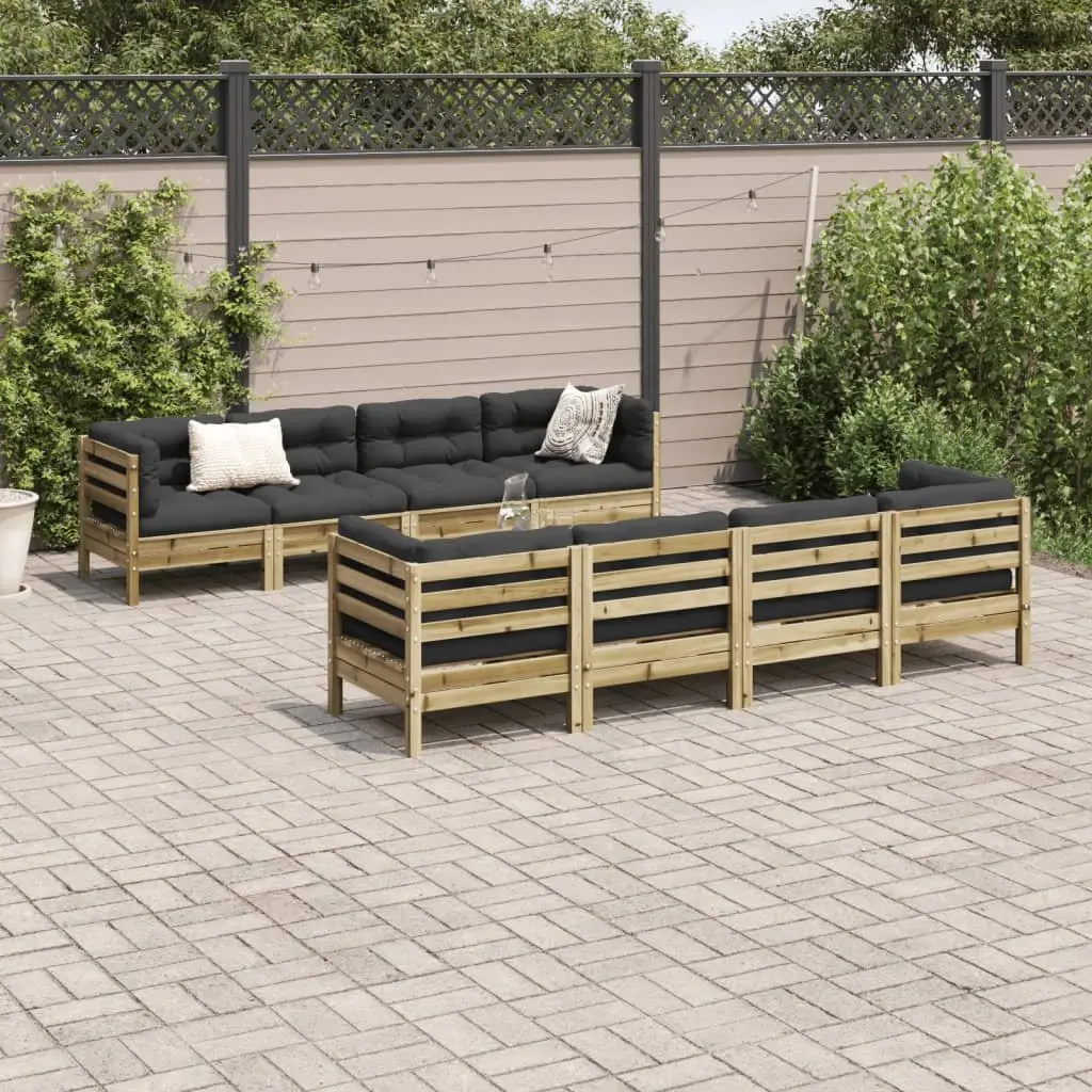 9-Piece Modular Garden Sofa Set with Cushions