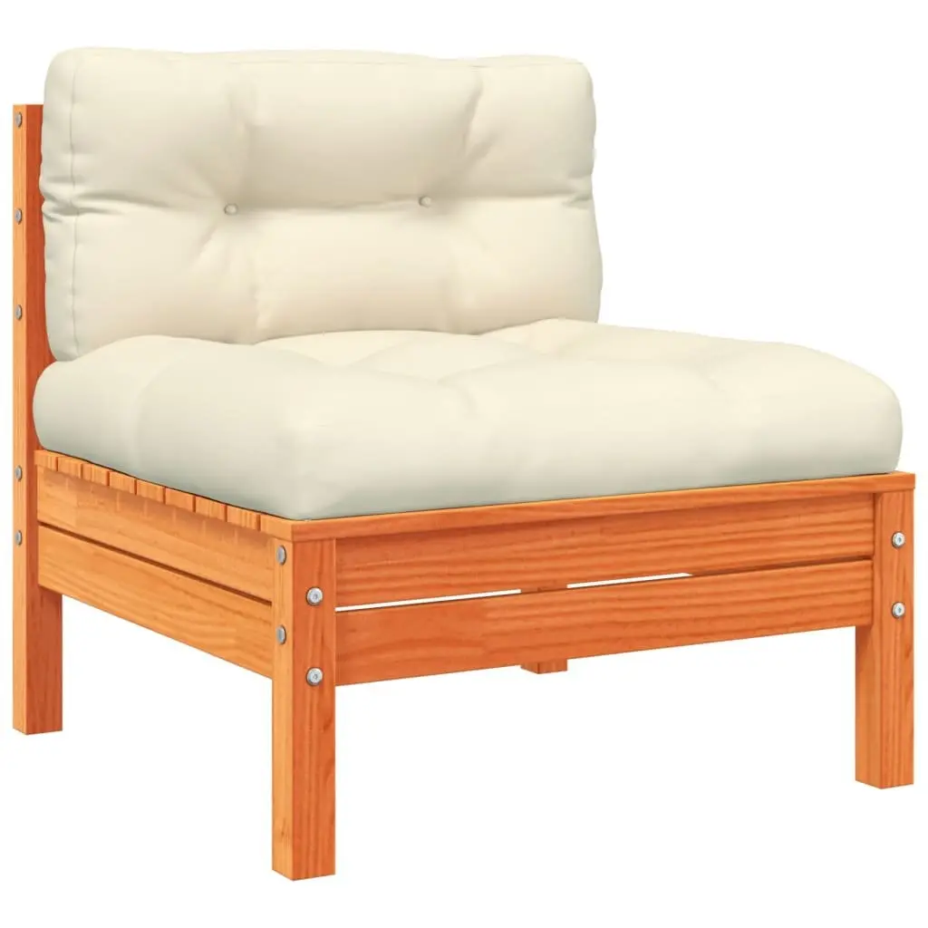 Garden Sofa Set Solid Pinewood 4 Piece Brown with Cushions